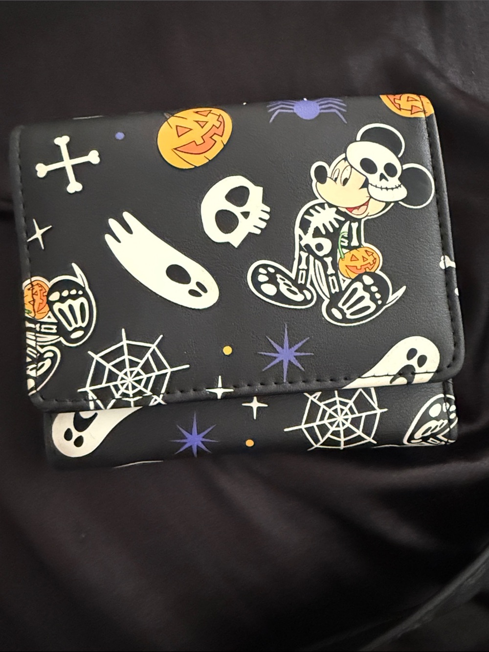 Disney Black Halloween Mickey Mini Backpack with Orange and Purple plus wallet . - Picture 2 of 9